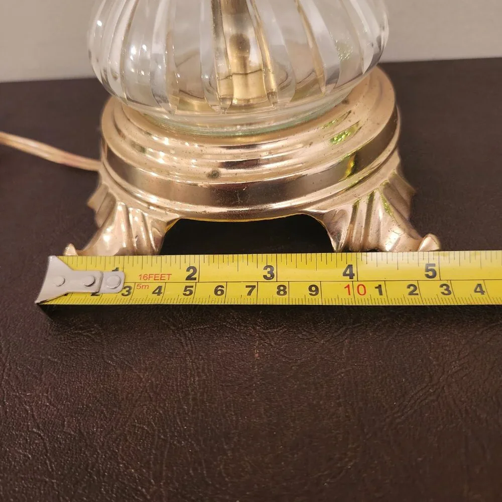 Vintage Brass Barley Twist Table Lamp Swirl Brass -- Glass Bottom